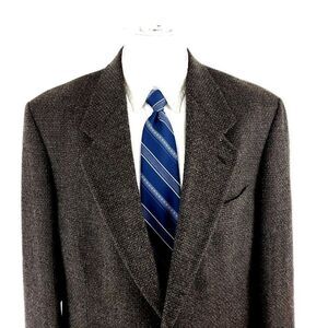 Pierre Cardin Wool Tweed 2 Button Sport Coat 42R Black Green‎ Check Spec